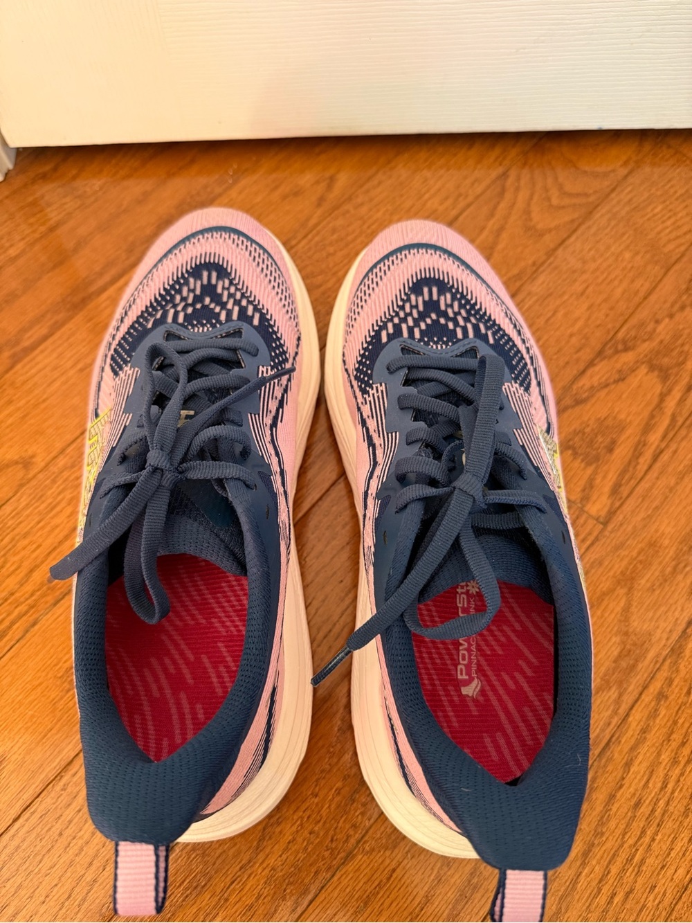 Hoka Women’s Hoka Skyward Pink and Navy Athletic Running Shoes with Lime Accents - Picture 4 of 7